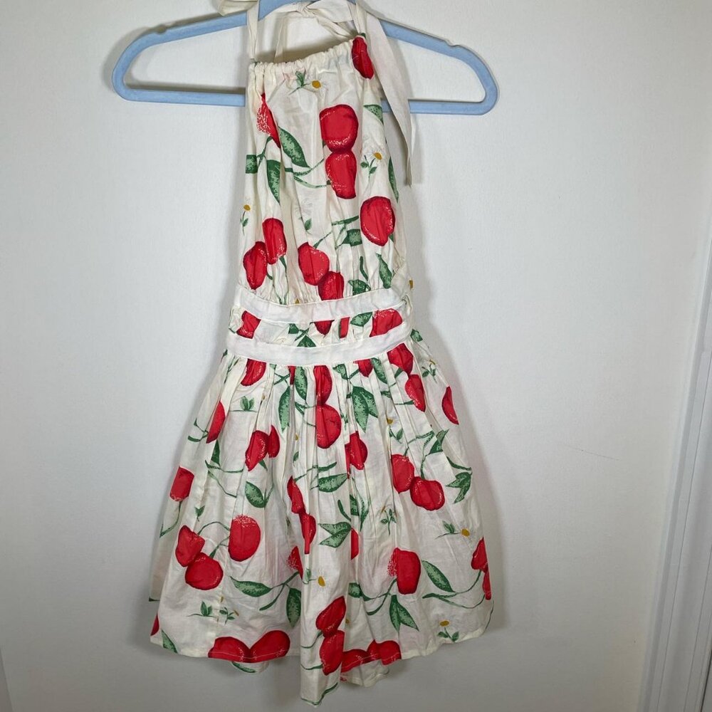 ASOS Design Cherry & Daisy Print 100% Cotton Halter Neck Open Back Mini Dress